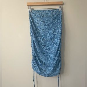 Garota Y2K blue retro shirred sides stretchy midi skirt large